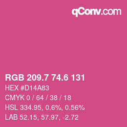 カラーコード: RGB 209.7 74.6 131 | qconv.com