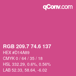 カラーコード: RGB 209.7 74.6 137 | qconv.com