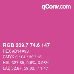 カラーコード: RGB 209.7 74.6 147 | qconv.com