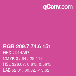 カラーコード: RGB 209.7 74.6 151 | qconv.com