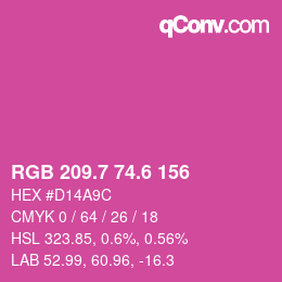 カラーコード: RGB 209.7 74.6 156 | qconv.com