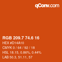 カラーコード: RGB 209.7 74.6 16 | qconv.com