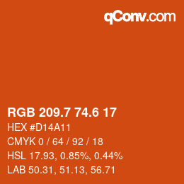 カラーコード: RGB 209.7 74.6 17 | qconv.com