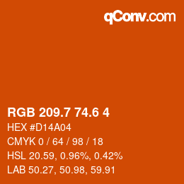 カラーコード: RGB 209.7 74.6 4 | qconv.com