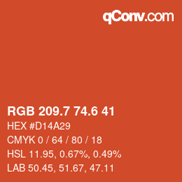 カラーコード: RGB 209.7 74.6 41 | qconv.com