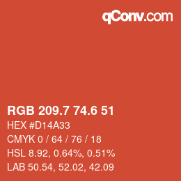 カラーコード: RGB 209.7 74.6 51 | qconv.com