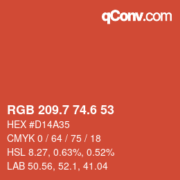 カラーコード: RGB 209.7 74.6 53 | qconv.com