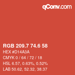カラーコード: RGB 209.7 74.6 58 | qconv.com