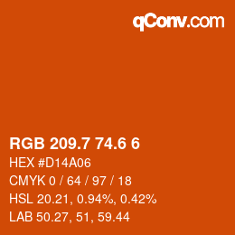 カラーコード: RGB 209.7 74.6 6 | qconv.com