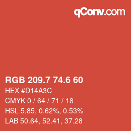 カラーコード: RGB 209.7 74.6 60 | qconv.com