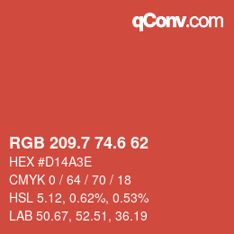 カラーコード: RGB 209.7 74.6 62 | qconv.com