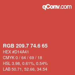 カラーコード: RGB 209.7 74.6 65 | qconv.com