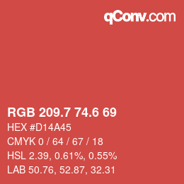 カラーコード: RGB 209.7 74.6 69 | qconv.com