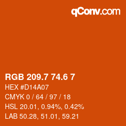 カラーコード: RGB 209.7 74.6 7 | qconv.com