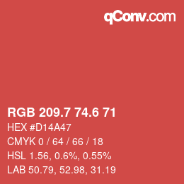 カラーコード: RGB 209.7 74.6 71 | qconv.com
