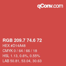 カラーコード: RGB 209.7 74.6 72 | qconv.com