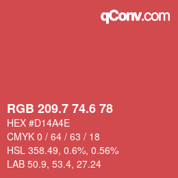 カラーコード: RGB 209.7 74.6 78 | qconv.com
