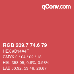 カラーコード: RGB 209.7 74.6 79 | qconv.com