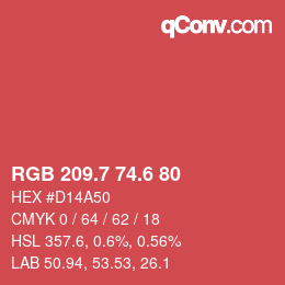 カラーコード: RGB 209.7 74.6 80 | qconv.com