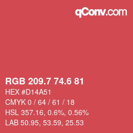カラーコード: RGB 209.7 74.6 81 | qconv.com