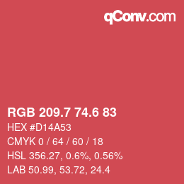 カラーコード: RGB 209.7 74.6 83 | qconv.com