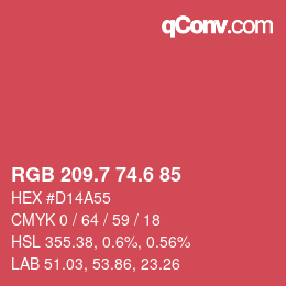 カラーコード: RGB 209.7 74.6 85 | qconv.com
