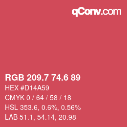 カラーコード: RGB 209.7 74.6 89 | qconv.com