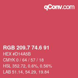 カラーコード: RGB 209.7 74.6 91 | qconv.com
