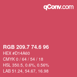 カラーコード: RGB 209.7 74.6 96 | qconv.com