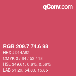 カラーコード: RGB 209.7 74.6 98 | qconv.com
