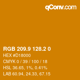 Code couleur: RGB 209.9 128.2 0 | qconv.com