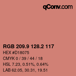カラーコード: RGB 209.9 128.2 117 | qconv.com