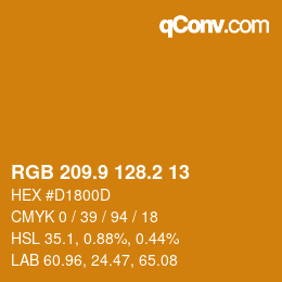 カラーコード: RGB 209.9 128.2 13 | qconv.com
