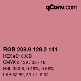 カラーコード: RGB 209.9 128.2 141 | qconv.com