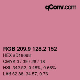 カラーコード: RGB 209.9 128.2 152 | qconv.com