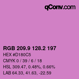 カラーコード: RGB 209.9 128.2 197 | qconv.com
