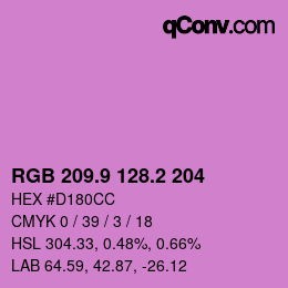 カラーコード: RGB 209.9 128.2 204 | qconv.com
