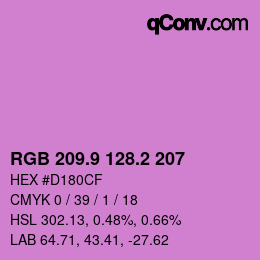 カラーコード: RGB 209.9 128.2 207 | qconv.com