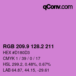 カラーコード: RGB 209.9 128.2 211 | qconv.com