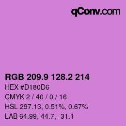 カラーコード: RGB 209.9 128.2 214 | qconv.com