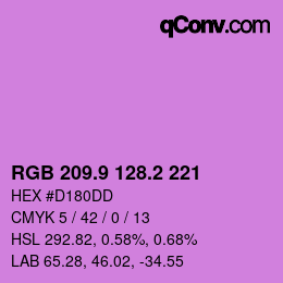 カラーコード: RGB 209.9 128.2 221 | qconv.com