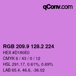 カラーコード: RGB 209.9 128.2 224 | qconv.com