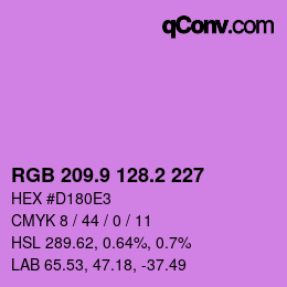 カラーコード: RGB 209.9 128.2 227 | qconv.com
