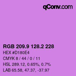 カラーコード: RGB 209.9 128.2 228 | qconv.com