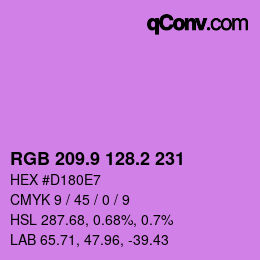 カラーコード: RGB 209.9 128.2 231 | qconv.com