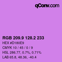 カラーコード: RGB 209.9 128.2 233 | qconv.com