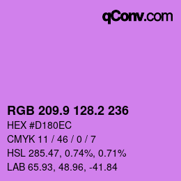 カラーコード: RGB 209.9 128.2 236 | qconv.com