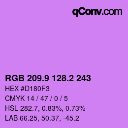 カラーコード: RGB 209.9 128.2 243 | qconv.com
