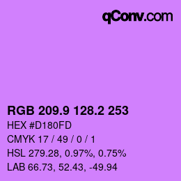 カラーコード: RGB 209.9 128.2 253 | qconv.com