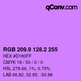カラーコード: RGB 209.9 128.2 255 | qconv.com